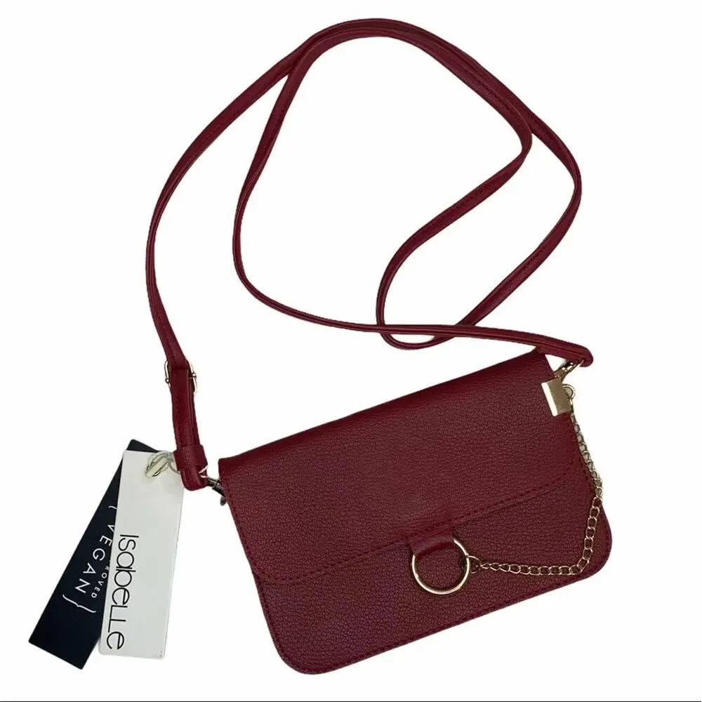 Isabelle Wine Vegan Leather Crossbody Wallet